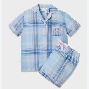 Peter Alexander Women's Pink and Blue Plaid Top and Shorts PJ Set NWT XL